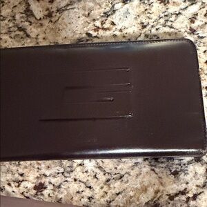 GUCCI Vintage Tom Ford ERA Long Wallet Purse Enamel Brown Patent Leather